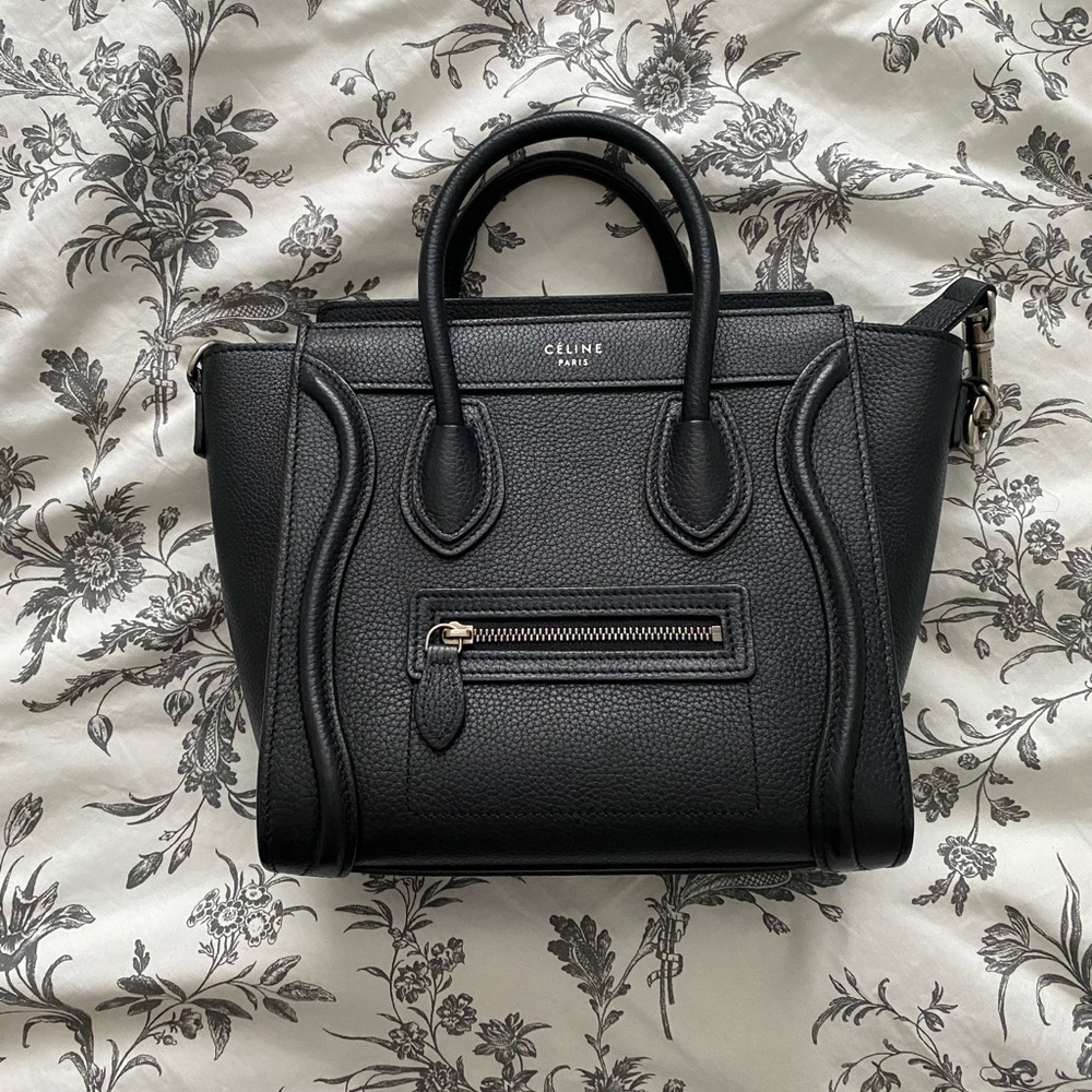 Authentic Celine Nano Luggage in Drummed Leather